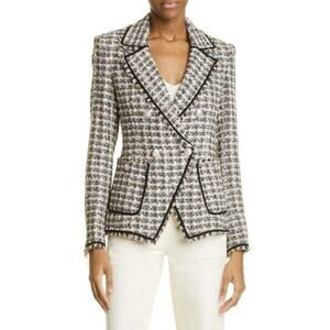 Veronica Beard Miller Blazer Womens Size Small Tweed Pearl Button Jacket Office